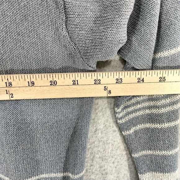 j jill Cardigan Sweater Womens S Gray Blue White Striped Open Front Tight Knit - Picture 6 of 12